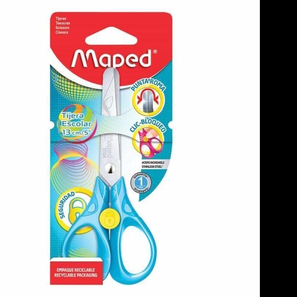 TIJERA ESCOLAR 5-13CM MAPED CLIC-BLOQUEO BL.C1 E.12 C.144